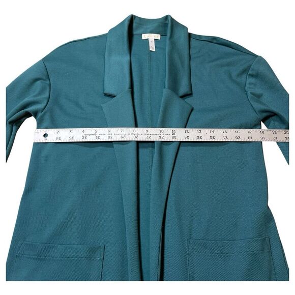 Leith Nordstrom Dark Green Open Front long Knit Blazer Jacket Duster Size Small - Picture 5 of 8